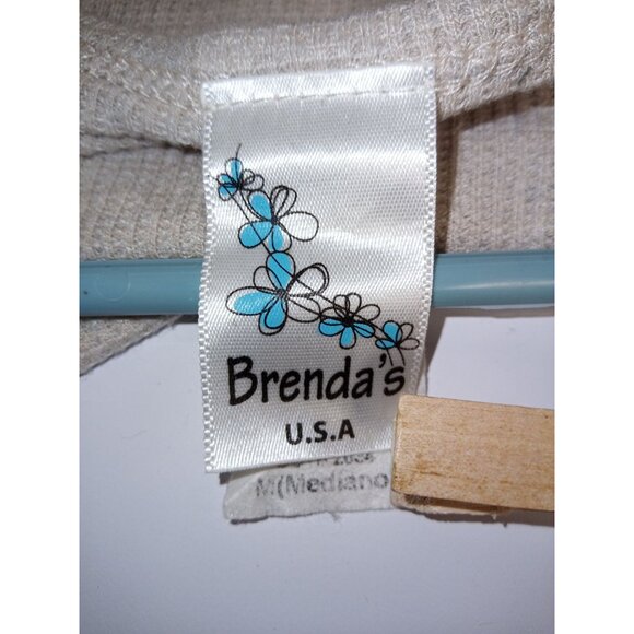 Brenda's Women's Tan Waffle Knit Short Sleeve Top Size Medium - Picture 3 of 4